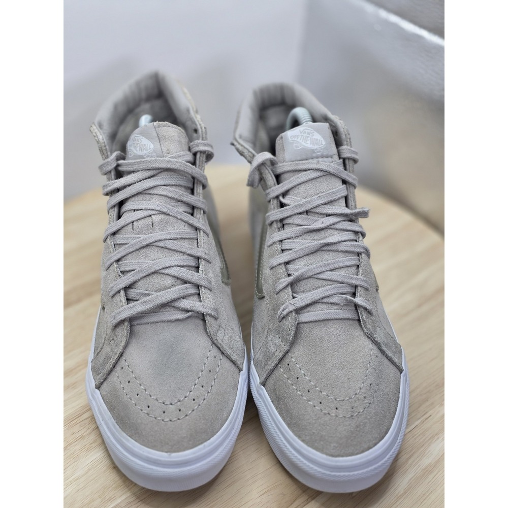 Womens Size 9 - VANS Sk8 Hi Top Beige/Silver/White Suede Skate Shoes - Picture 4 of 7